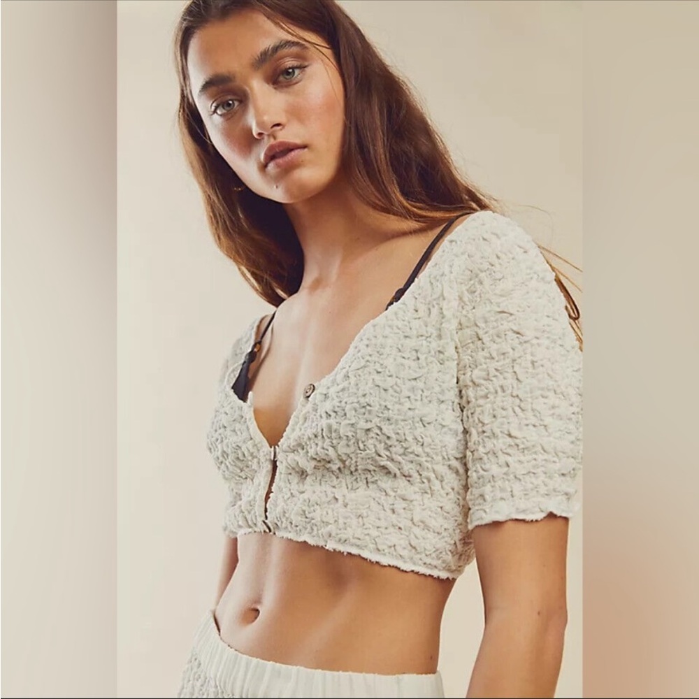 FP Free People Double The Fun Top Endless Summer in Ivory BLOGGERS FAVORITE